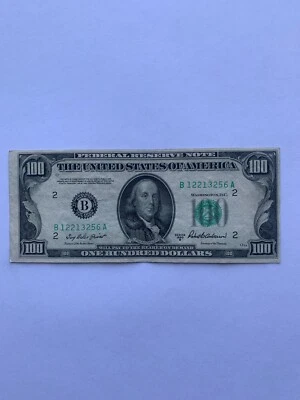 1950 B $100 Old Used U.S. Currency Serial Number # B12213256A - Image 1 of 4
