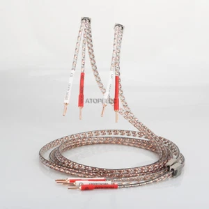 VIBORG Gold/Rhodium Plated Twist Solid Flat Red Copper Hi-Fi Speaker Cable VS903 - Picture 1 of 9