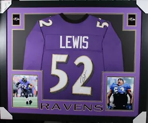 RAY LEWIS (Ravens purple SKYLINE) Signed Autographed Framed Jersey JSA - Picture 1 of 2