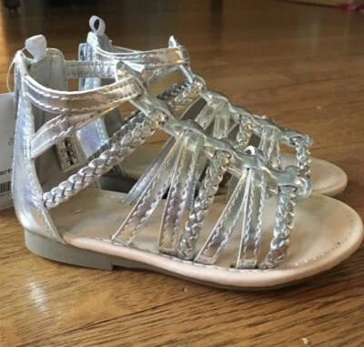 Sandalias Carter's Smile 2 Silver Gladiators para niños pequeños 7 nuevas en caja Foto 1 de 3