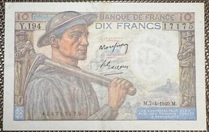 FRANCE TRÈS BEAU BILLET DE 10 FRANCS MINEUR DU 7/4/1949 ( BILL 195) - Imagen 1 de 2