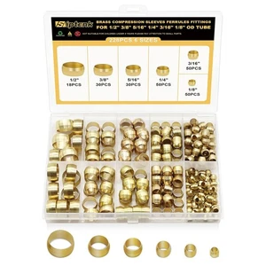 Brass Compression Sleeves Ferrules for Tube Hose Fittings Air Brake Lines - Picture 1 of 7