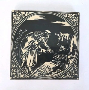 Antica Piastrella Minton Scene Bibliche Parabola del Buon Samaritano 1880 Inghilterra - Foto 1 di 13