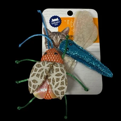 NEW CAT WHISKER CITY Fun Plush Beetle and Dragonfly Kitty Toys With Catnip - Image 1 of 4