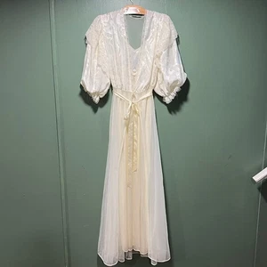 Dreamy Vintage Val Mode White Lace Maxi Dress Petite Romantic Boho - Picture 1 of 14