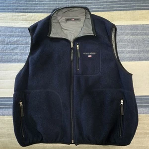 Vintage Polo Sport Ralph Lauren Herren XXL Fleece wendbare durchgehender Reißverschluss Weste hergestellt in den USA - Bild 1 von 13