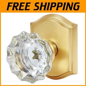 Antike Türklinken aus Kristall, Messing satiniert - Bild 1 von 7