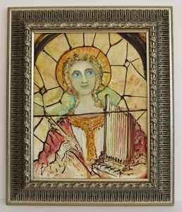 Original Ölgemälde "Heilige Cäcilia Schutzpatronin der Musik 2000er Jahre" 11×14 Hecto Vidal - Bild 1 von 24