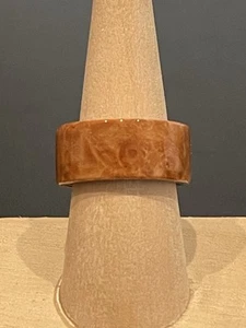 Men’s Size 7 Burl Wood & Stainless Steel Ring 10 mm Width. - Picture 1 of 4