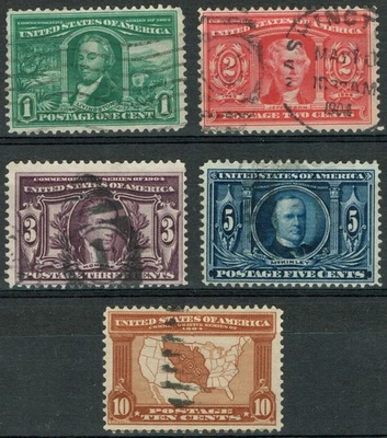 [V675] USA 1904 Scott#323/27 used LOUISIANA PURCHASE EXPO ISSUE cv:$85 - Image 1 of 3