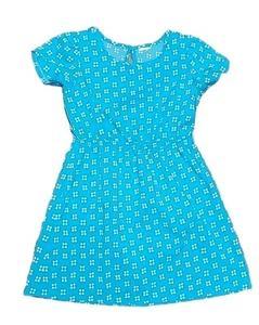Fadded Glory Blue Dress Girls 5 White Polka Dots Short Sleeve Dress No Size Tag - Picture 1 of 16