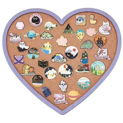 Purple Heart Pin Cork Board Bulletin Display Board, 10.6x11.8inch Wall Mounte... - Image 1 of 4