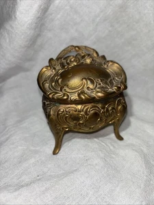 Jewelry Casket Trinket Box Metal Art Nouveau Art Deco Roses Vintage Victorian 3” - Picture 1 of 7