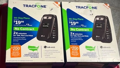 2 LG 441G - Black and Silver ( TracFone ) Flip Phone, Each sold Separately 👀Pic - Image 1 of 2