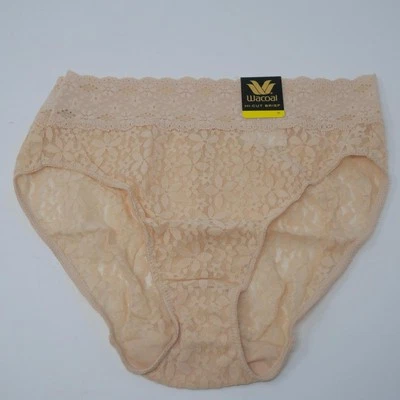Wacoal b.tempt'd Lace Kiss Hi-Leg Panty Natural Nude Sz M NEW - Image 1 of 4