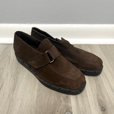 Arche Wedges Mujer’s 40 Marrón Gamuza Cuero Plataforma Mocasín Gancho y Lazo Hebilla Foto 1 de 4