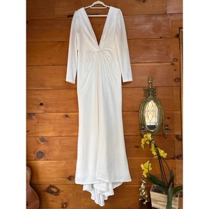 Lulus Stunning Romance White Long Sleeve Mermaid Maxi Dress Wedding Bride Sz XL - Picture 1 of 5