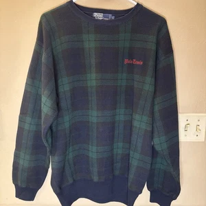Vintage Ralph Lauren Polo Tennis Herren Größe LG karierter Strickpullover Pullover gebraucht, in einwandfreiem Zustand - Bild 1 von 9