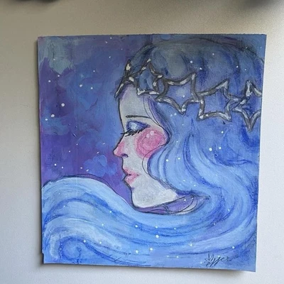 Celestial Star Princess Fantasy Painting On 5x5 Mailer - Image 1 of 4