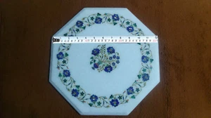 12" Marble Blue Malachite Coffee Side Table Top Mosaic Lapis Inlay Ff1 - Picture 1 of 4