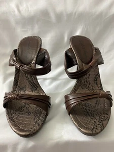 Charlotte Russe brown, chocolate, snake slip on, high heels. - Picture 1 of 4