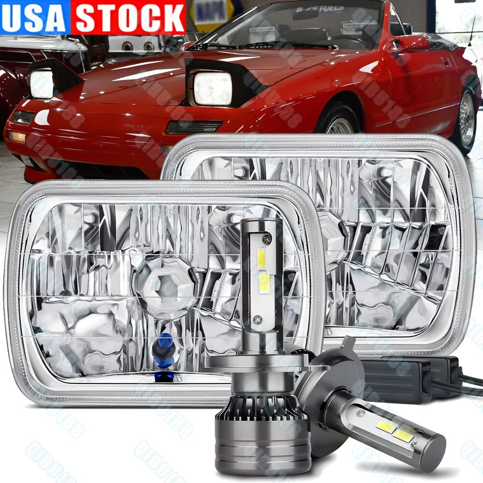 Faro LED de haz alto/bajo luces H4 6000 k para Mazda RX-7 1986-1991 5x7" 7X6 pulgadas Foto 1 de 4