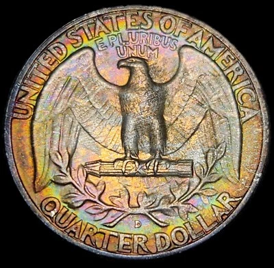 MS67 Tough Grade for Date 1956-D Washington Quarter-ANACS  🌈 Toned - Image 1 of 4