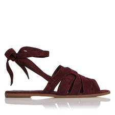 ladies red leather sandals