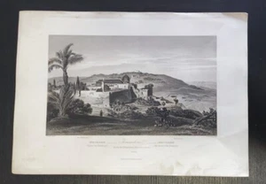 ENGRAVING VIEW JERUSALEM CHURCH OF THE TEMPLARS BERTRAND 1850 CA - Picture 1 of 2