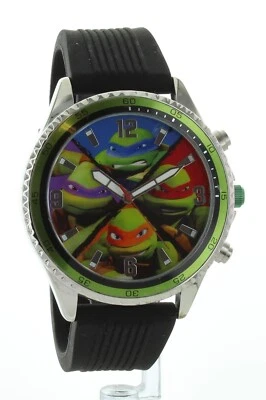 Reloj JUMBO Nickelodeon Hombre’s Teenage Ninja Turtles ANALÓGICO PULSERA Banda Negra NUEVO Foto 1 de 4