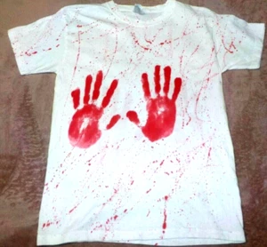 Camiseta para hombre 100 % algodón ""Sangre y manos"" talla pequeña, nueva. Ideal para Halloween. - Imagen 1 de 3