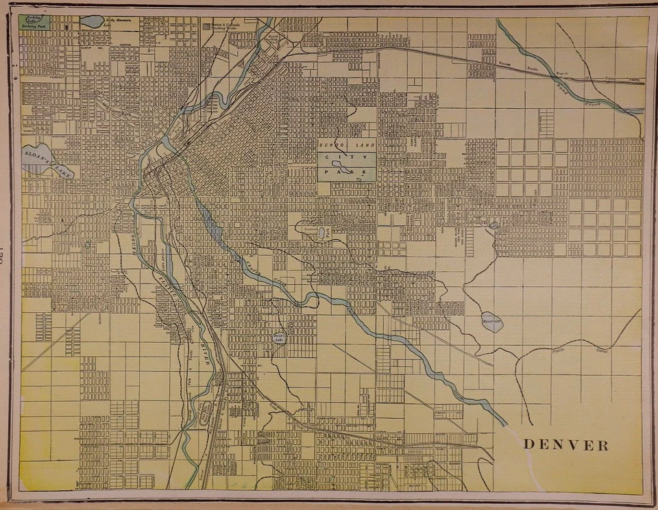 Mapa 1896 ~ DENVER, COLORADO ~ Mapa Atlas Auténtico (11x13) Envío y devolución gratuitos #034 Foto 1 de 1