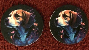 BEAGLE DOG CAR COASTERS-2-PK TO PREVENT STICKY CUP HOLDERS~STOCKING STUFFER!! - Picture 1 of 1
