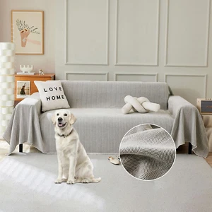 Light Grey Sofa Covers for Dogs Cats Herringbone Couch Cushion Covers Couch Prot - Picture 1 of 9