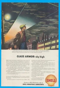 SHELL Industrial Lubricants bullet resistant glass searchlights 1943 PRINT AD - Picture 1 of 3