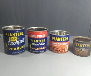 Vintage Planters Peanut Tins Redskin Sweet N Crunchy Mixed Cocktail - Picture 1 of 23