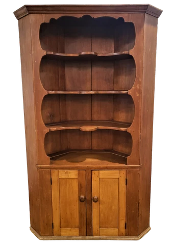 Antique Primitive 1800's Eastern Corner Cupboard Cabinet Open Top Tall 87" Cover