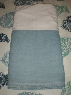 Laura Ashley Delia Stonewashed Collection Denim Twin Bed Skirt Chambray Blue 14D - Image 1 of 4