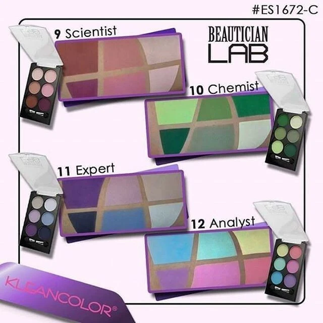KleanColor Beautician Lab Shimmer Eyeshadow Quad Palette - 4 Shades - *10 TYPES* - Image 1 of 1