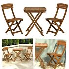 3 Pc Wooden Folding Bistro Set Garden Furniture Dining Table Chair Balcony Patio