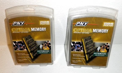 TWO PNY Optima 256MB Memory N512D27OPT 512MB PC2700 Notebook DDR333 Lot Set - Image 1 of 3