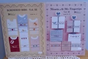 Cross Stitch Leaflet Mixed Bordered Bibs #37 Hearts At My Fingertips Vol III - Picture 1 of 3