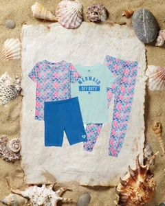 Hurley Girls Surf Apparel 4pc. Mermaid Pajama Sleepwear Set Size 4 - Picture 1 of 2