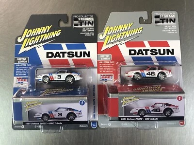 JOHNNY LIGHTNING STORAGE TIN 1981 DATSUN 280ZX • BRE TRIBUTE ( LOT OF 2 ) A & B - Image 1 of 4