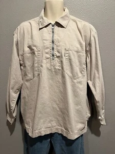 Men's Vtg LEVI'S SilverTab Long Sleeve 1/4 Zip Cotton Canvas Popover Shirt Sz L - Picture 1 of 18