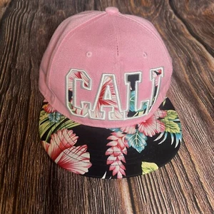 Floral Print Cali Snapback Cap Hat Pink Black Hawaiian Streetwear Mens & Womens - Picture 1 of 8