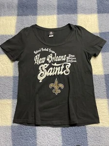 New Orleans Saints NFL Football Fan Women’s Short Sleeve T Shirt Medium L Black - Picture 1 of 6