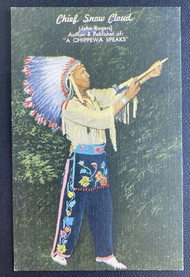Como Nueva Tarjeta Postal de EE. UU. Nativo Americano Chippewa Indian Chief Nieve Nube Foto 1 de 2