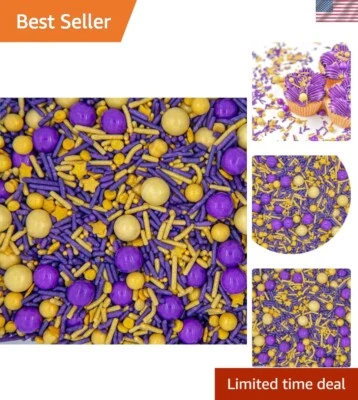 Espolvoreos premium de 4 oz púrpura y dorado - ideales para pasteles, postres para animar Foto 1 de 4