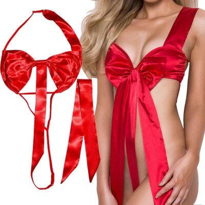 Women Christmas Xmas Sexy Lingerie Sleepwear Underwear Fancy Dress Bow Knot Gift - Image 1 of 4